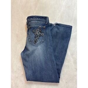 Rock‎ 47 Wrangler Womens Jeans Ultra Low Rise Bootcut Blue Denim Size 11x32